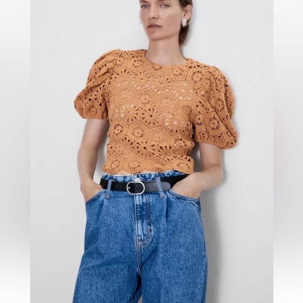 Zara Women Crochet Knit Top Size S - Picture 4 of 14